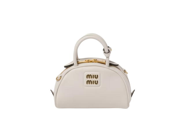 Miu Miu Miu Miu Leather Top-Handle Bag 18CM In Leather With Gold-Tone Hardware Chalk White - view 1