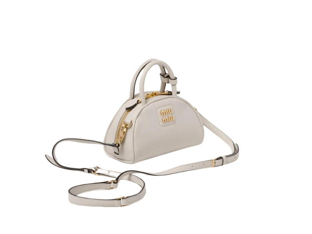 Miu Miu Miu Miu Leather Top-Handle Bag 18CM In Leather With Gold-Tone Hardware Chalk White - view 3