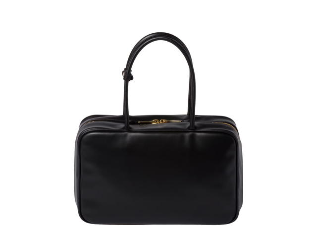 Miu Miu Miu Miu Leather Top-handle Bag Long In Leather-Embossed Lettering Logo With Gold-tone Hardware Black - view 2