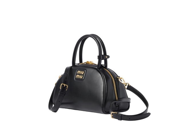Miu Miu Miu Miu Leather Top-Handle Bag With Metal Lettering Logo And Gold-Tone Hardware Black - view 2