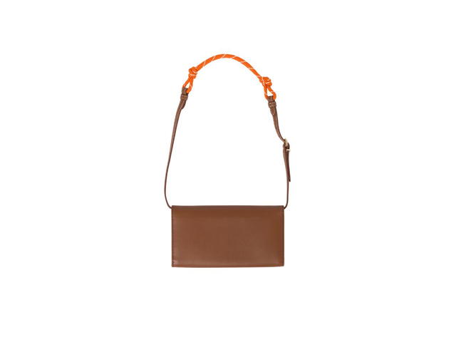 Miu Miu Miu Miu Leather Wallet With Leather And Cord Shoulder Strap And Metal Lettering Logo Cognac-Orange - view 2