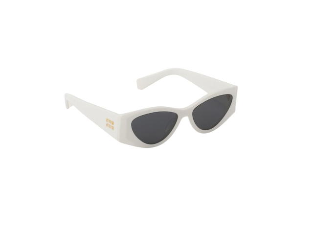 Miu Miu Miu Miu Logo Sunglasses In Acetate White Chalk With Slate Gray Lenses - view 2