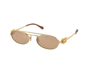 Buy Miu Miu Logo Sunglasses In Brass Metal Frame With Light Orange Lenses at Sasom – Authentic and Ready to Ship