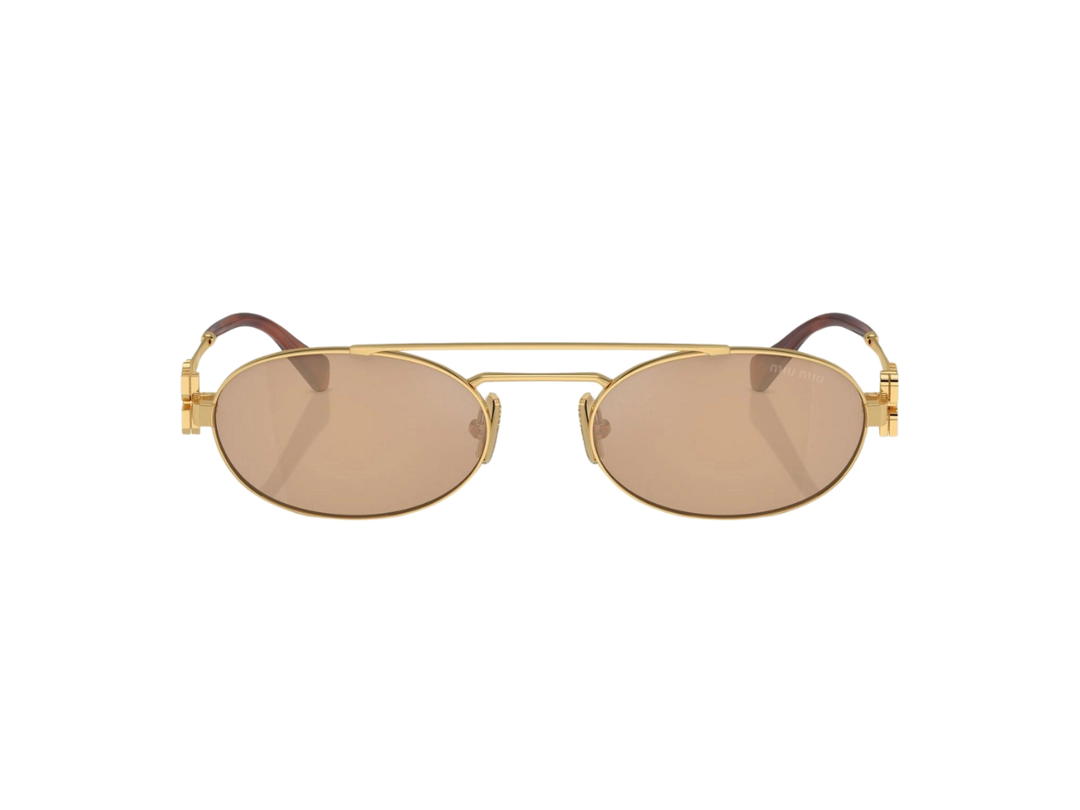 Miu Miu Miu Miu Logo Sunglasses In Brass Metal Frame With Light Orange Lenses