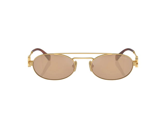 Miu Miu Miu Miu Logo Sunglasses In Brass Metal Frame With Light Orange Lenses - view 1