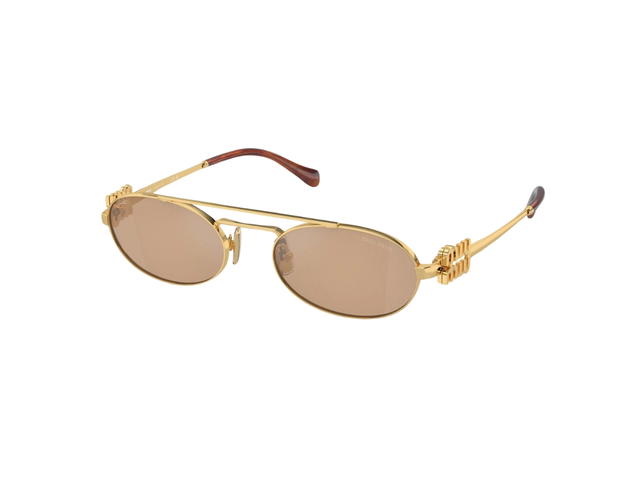 Miu Miu Miu Miu Logo Sunglasses In Brass Metal Frame With Light Orange Lenses - view 2