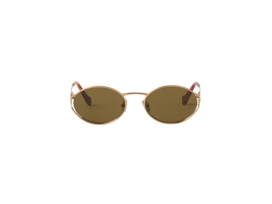 Miu Miu Miu Miu Logo Sunglasses In Brass Metal Frame With Loden Lenses