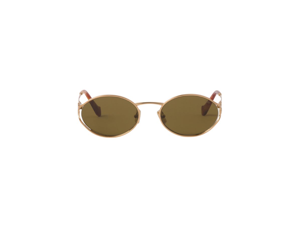 Miu Miu Miu Miu Logo Sunglasses In Brass Metal Frame With Loden Lenses