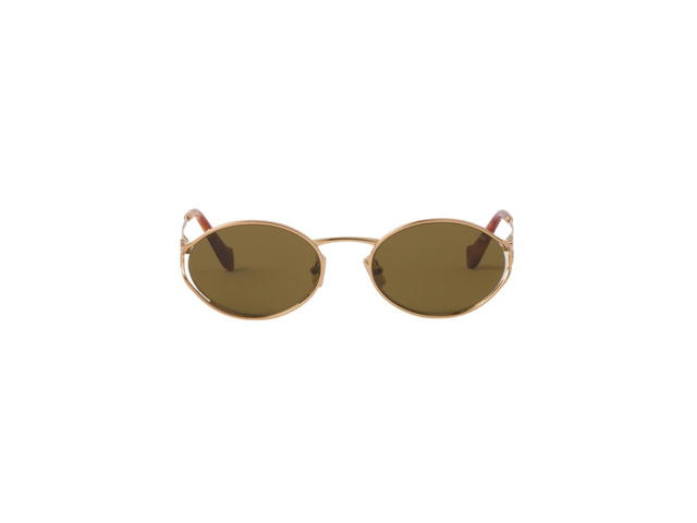Miu Miu Miu Miu Logo Sunglasses In Brass Metal Frame With Loden Lenses - view 1