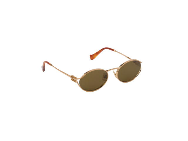 Miu Miu Miu Miu Logo Sunglasses In Brass Metal Frame With Loden Lenses - view 2