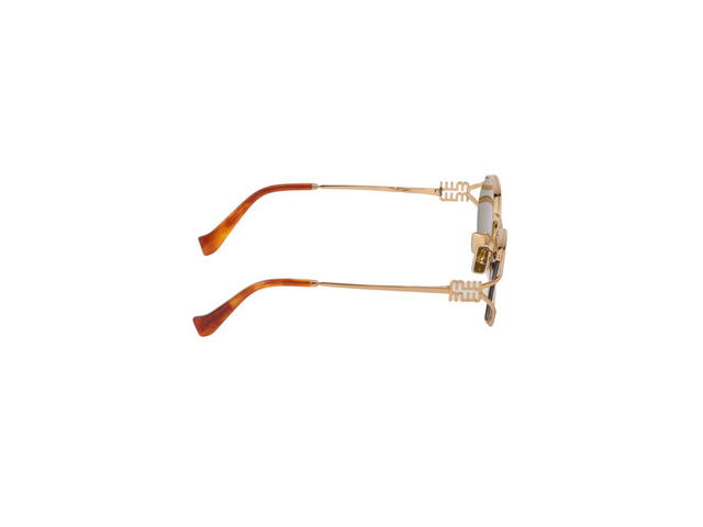 Miu Miu Miu Miu Logo Sunglasses In Brass Metal Frame With Loden Lenses - view 3