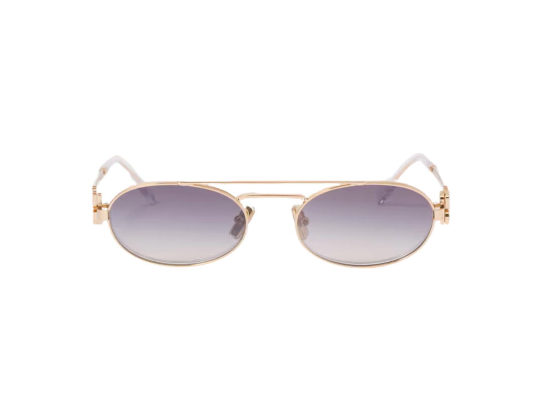 Miu Miu Miu Miu Logo Sunglasses In Gold Metal Frame With Gradient Iris Lenses