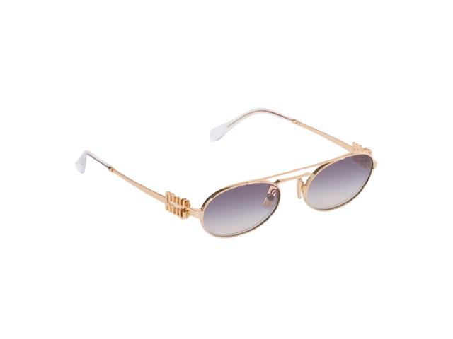 Miu Miu Miu Miu Logo Sunglasses In Gold Metal Frame With Gradient Iris Lenses - view 2