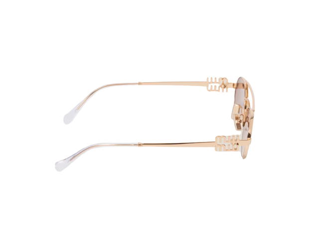Miu Miu Miu Miu Logo Sunglasses In Gold Metal Frame With Gradient Iris Lenses - view 3