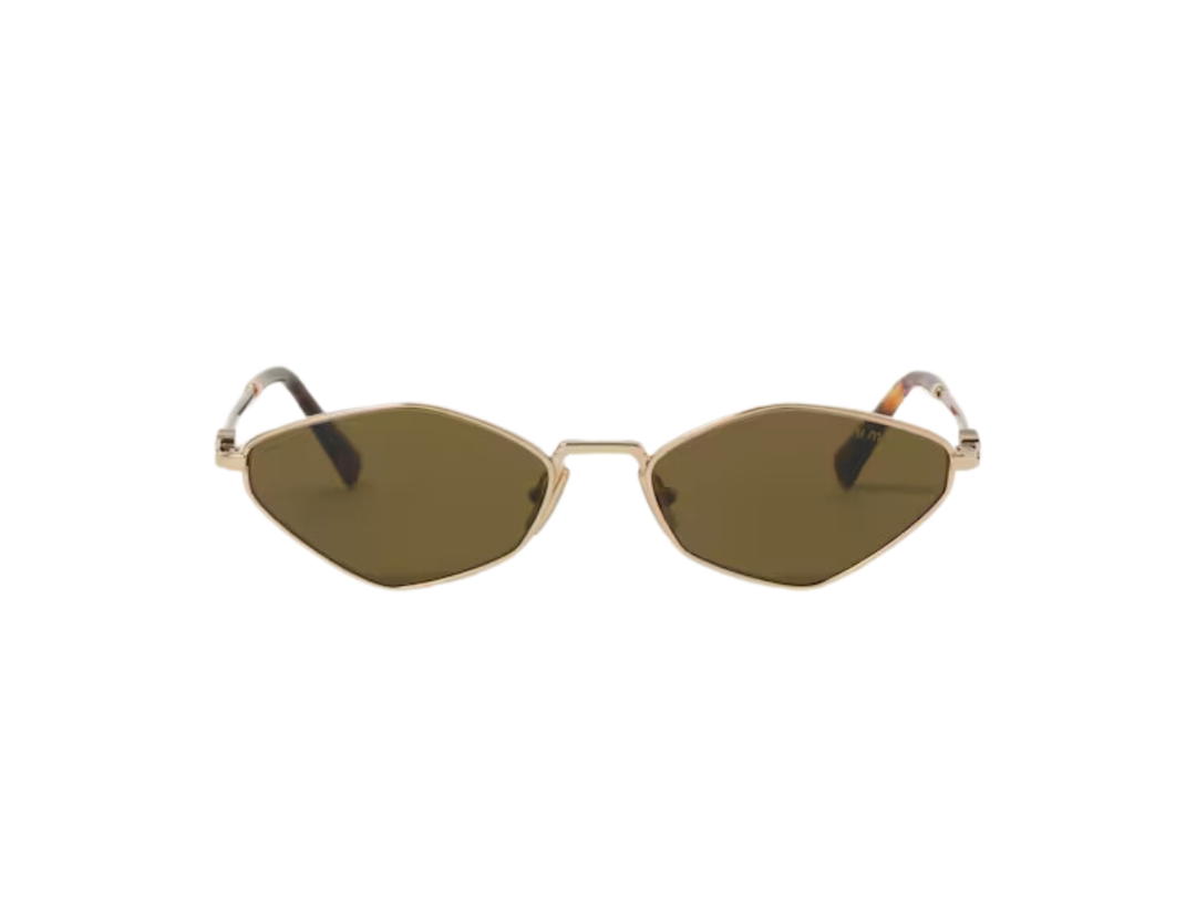 Miu Miu Miu Miu Logo Sunglasses In Gold Metal Frame With Loden Green Lenses