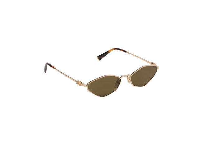 Miu Miu Miu Miu Logo Sunglasses In Gold Metal Frame With Loden Green Lenses - view 2