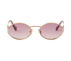 Buy Miu Miu Logo Sunglasses In Gold Metal Frame With Pink Beg Shaded Lenses at Sasom – Authentic and Ready to Ship