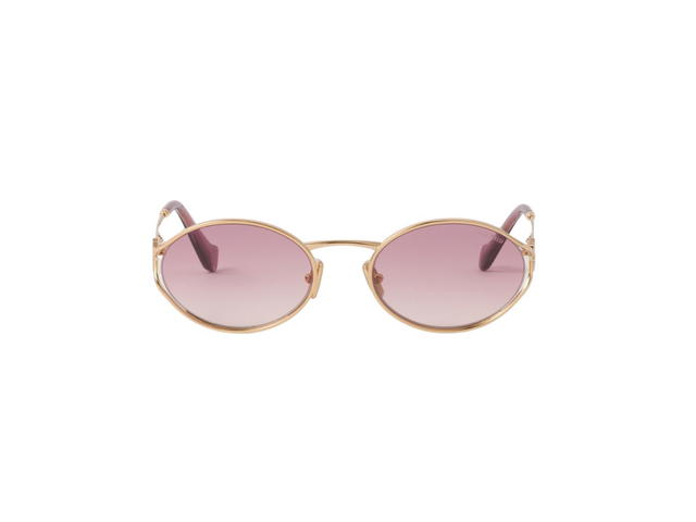 Miu Miu Miu Miu Logo Sunglasses In Gold Metal Frame With Pink Beg Shaded Lenses - view 1