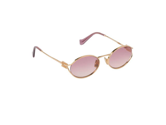 Miu Miu Miu Miu Logo Sunglasses In Gold Metal Frame With Pink Beg Shaded Lenses - view 2