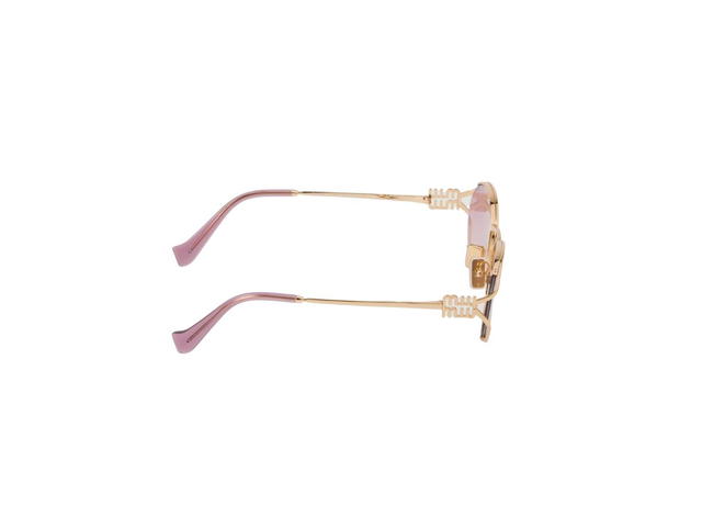 Miu Miu Miu Miu Logo Sunglasses In Gold Metal Frame With Pink Beg Shaded Lenses - view 3