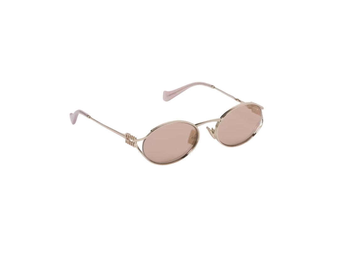 Miu Miu Miu Miu Logo Sunglasses In Pale Gold Metal Frame Front With Rose Gold Lenses