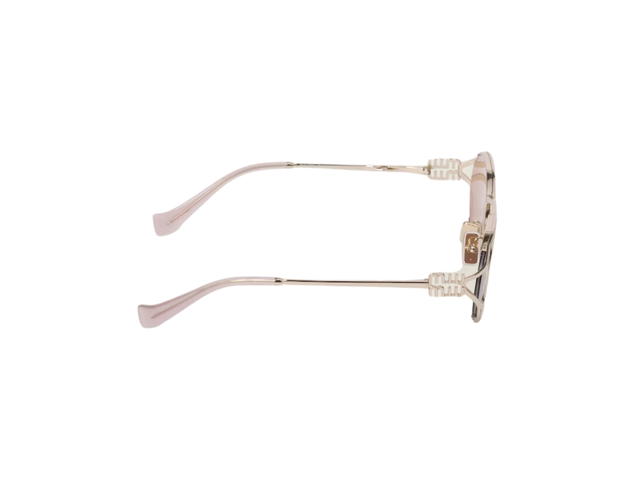 Miu Miu Miu Miu Logo Sunglasses In Pale Gold Metal Frame Front With Rose Gold Lenses - view 3