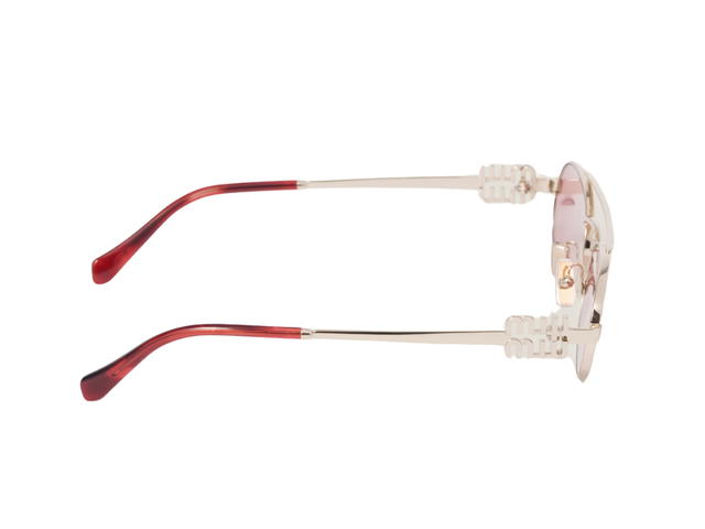 Miu Miu Miu Miu Logo Sunglasses In Pale Gold Metal Frame With Amaranth Lenses - view 3