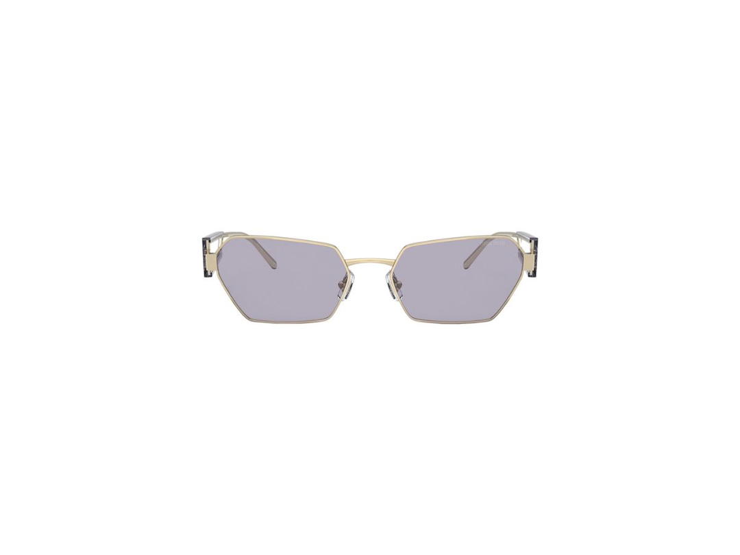 Miu Miu Miu Miu Logo Sunglasses In Pale Gold Metal Frame With Lilac Lenses