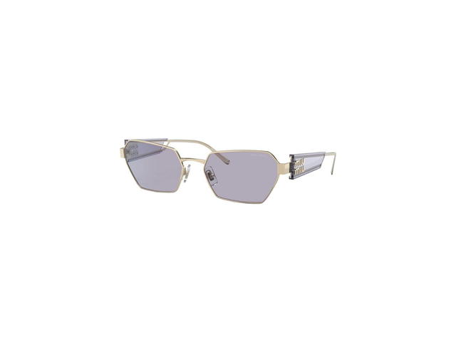 Miu Miu Miu Miu Logo Sunglasses In Pale Gold Metal Frame With Lilac Lenses - view 2