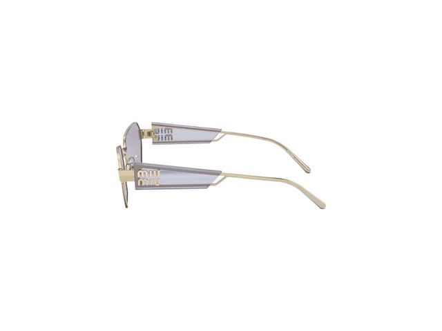 Miu Miu Miu Miu Logo Sunglasses In Pale Gold Metal Frame With Lilac Lenses - view 3