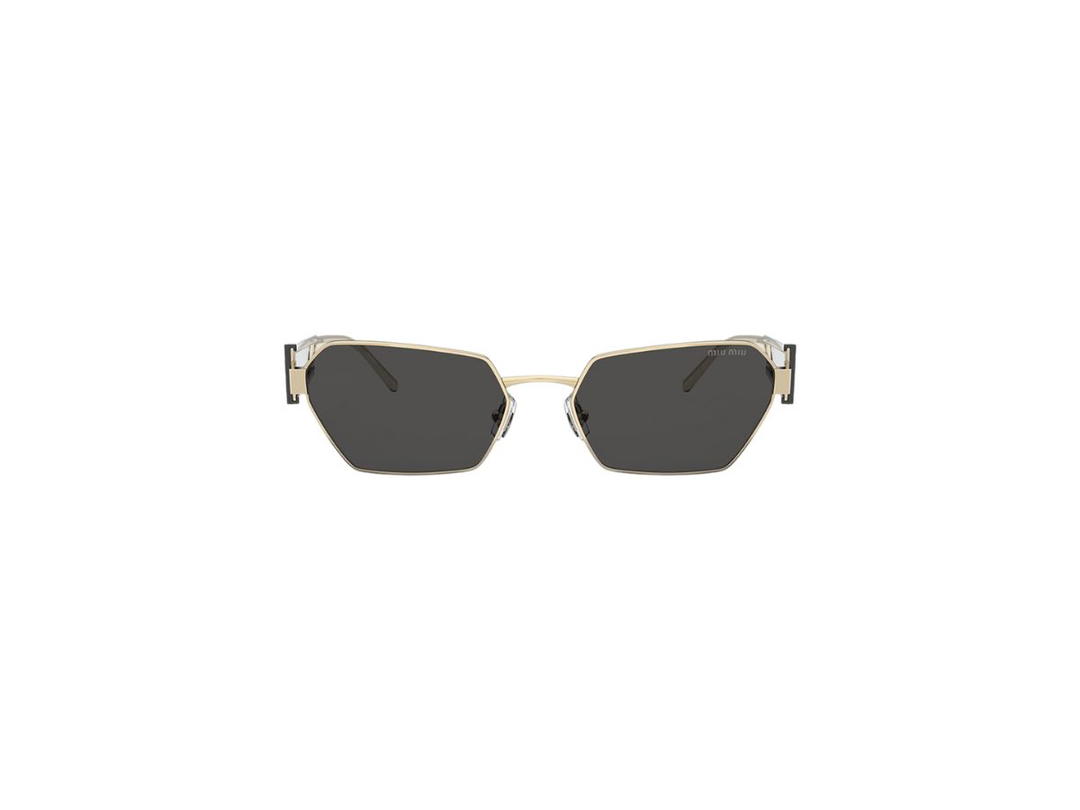 Miu Miu Miu Miu Logo Sunglasses In Pale Gold Metal Frame With Slate Gray Lenses
