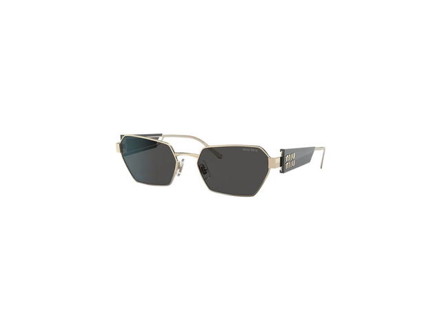 Miu Miu Miu Miu Logo Sunglasses In Pale Gold Metal Frame With Slate Gray Lenses - view 2