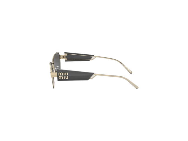 Miu Miu Miu Miu Logo Sunglasses In Pale Gold Metal Frame With Slate Gray Lenses - view 3