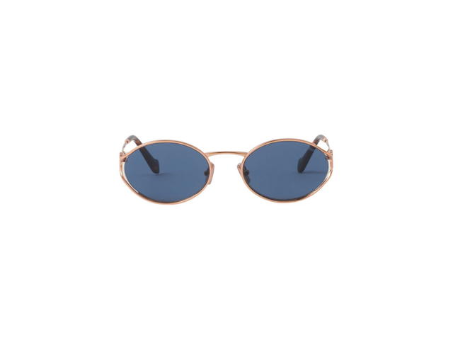 Miu Miu Miu Miu Logo Sunglasses In Rose Gold Metal Frame With Blue Lenses - view 1