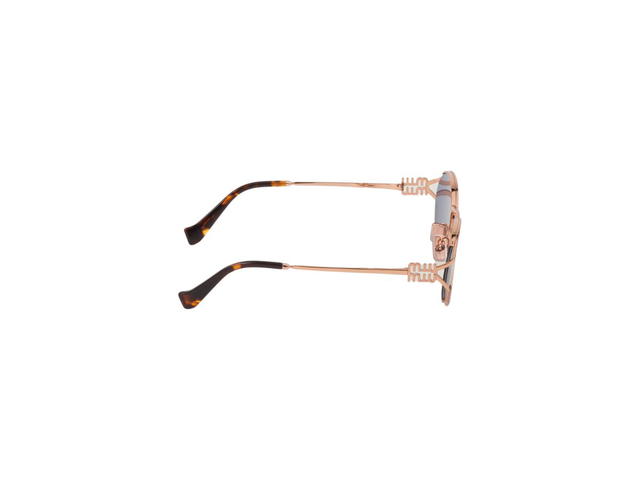 Miu Miu Miu Miu Logo Sunglasses In Rose Gold Metal Frame With Blue Lenses - view 3