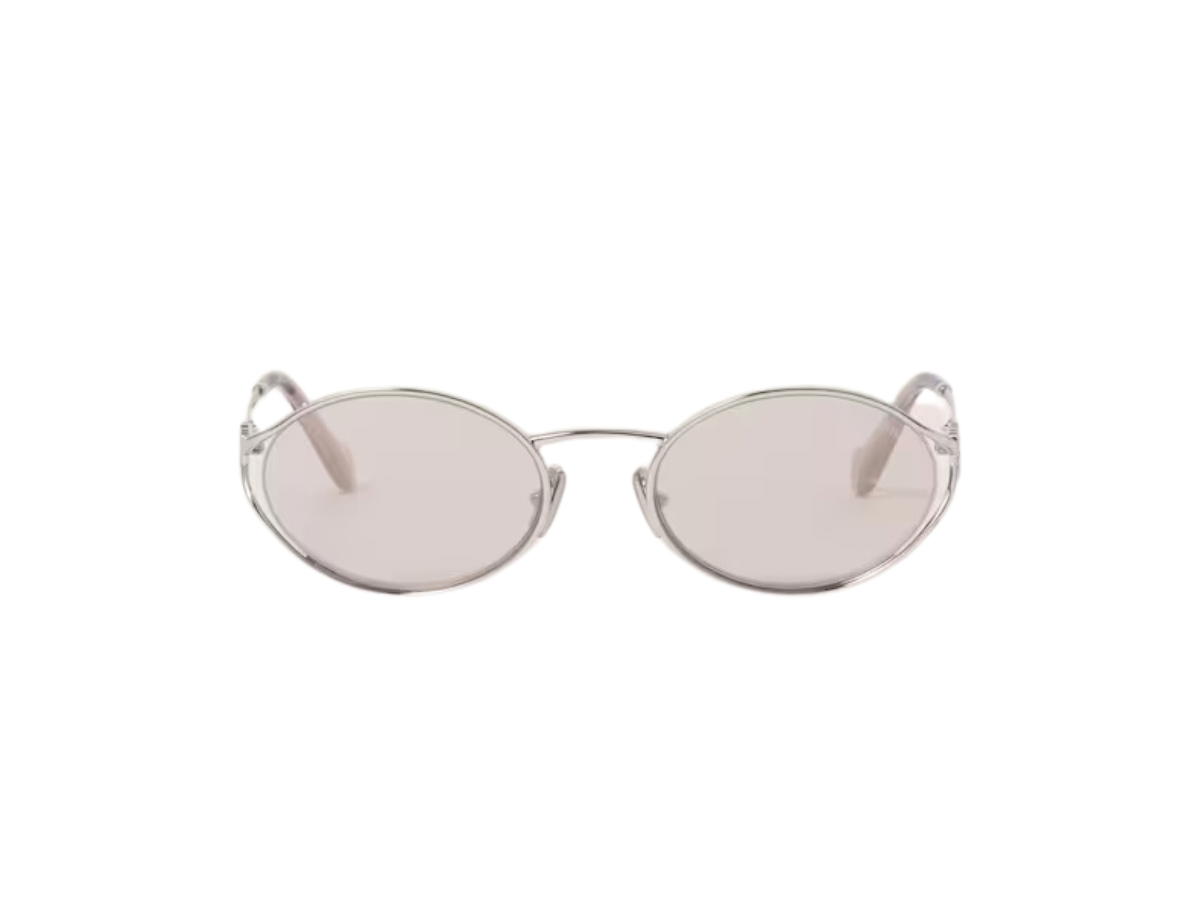 Miu Miu Miu Miu Logo Sunglasses In Steel Metal Frame With Light Gold Lenses
