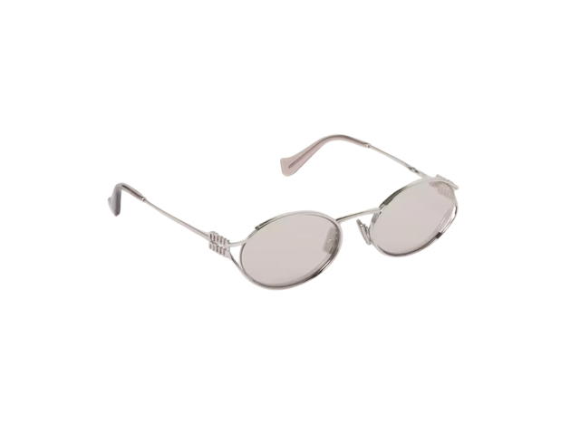 Miu Miu Miu Miu Logo Sunglasses In Steel Metal Frame With Light Gold Lenses - view 2