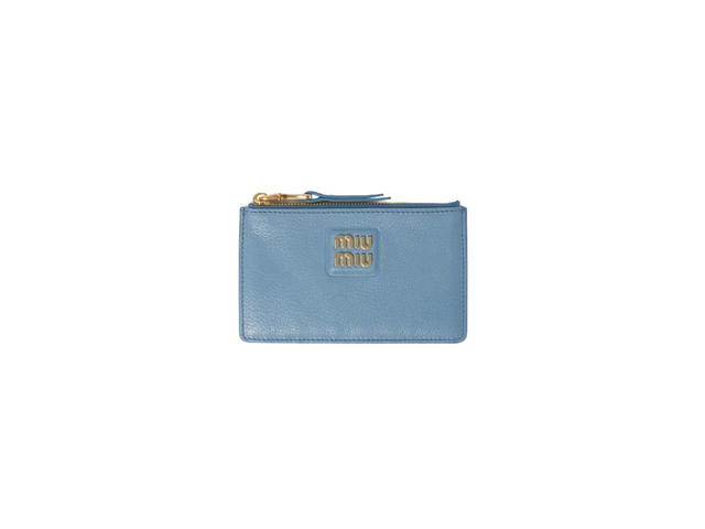 Miu Miu Miu Miu Madras Leather Envelope Wallet With Five Card Slots Astral Blue - view 1