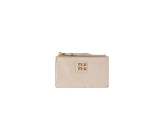 Miu Miu Miu Miu Madras Leather Envelope Wallet With Five Card Slots Raw White - view 1