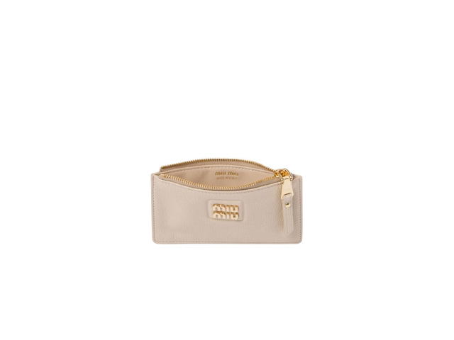 Miu Miu Miu Miu Madras Leather Envelope Wallet With Five Card Slots Raw White - view 2