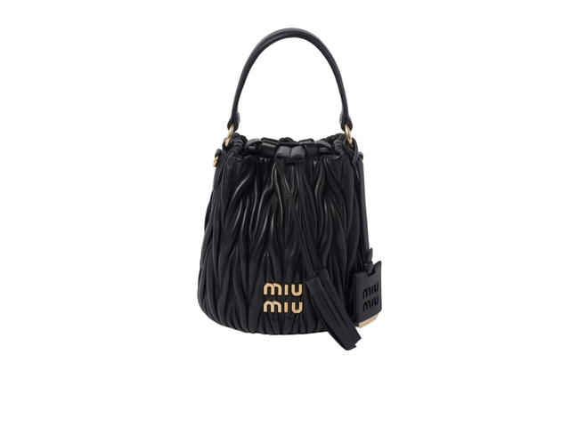 Miu Miu Miu Miu Matelassé Nappa Leather Bucket Bag In Leather With Gold-Tone-Steel Hardware Black - view 1