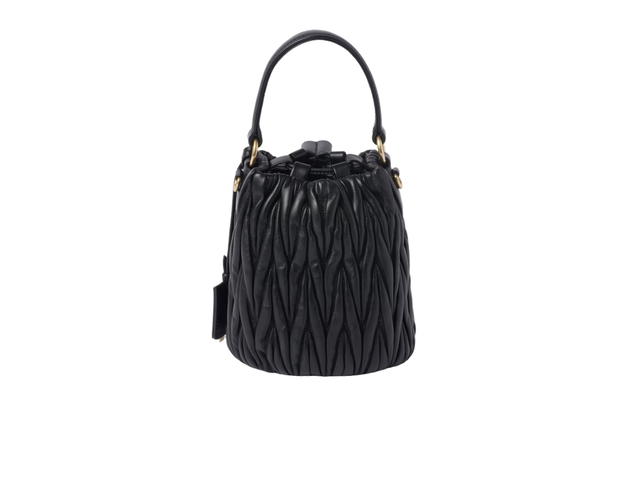 Miu Miu Miu Miu Matelassé Nappa Leather Bucket Bag In Leather With Gold-Tone-Steel Hardware Black - view 2