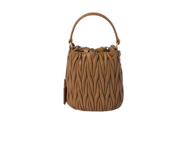 Miu Miu Miu Miu Matelassé Nappa Leather Bucket Bag In Leather With Gold-Tone-Steel Hardware Caramel - view 2