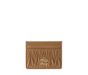 Buy Miu Miu Matelassé Nappa Leather Card Holder In Leather With Metal Lettering Logo Caramel at Sasom – Authentic and Ready to Ship