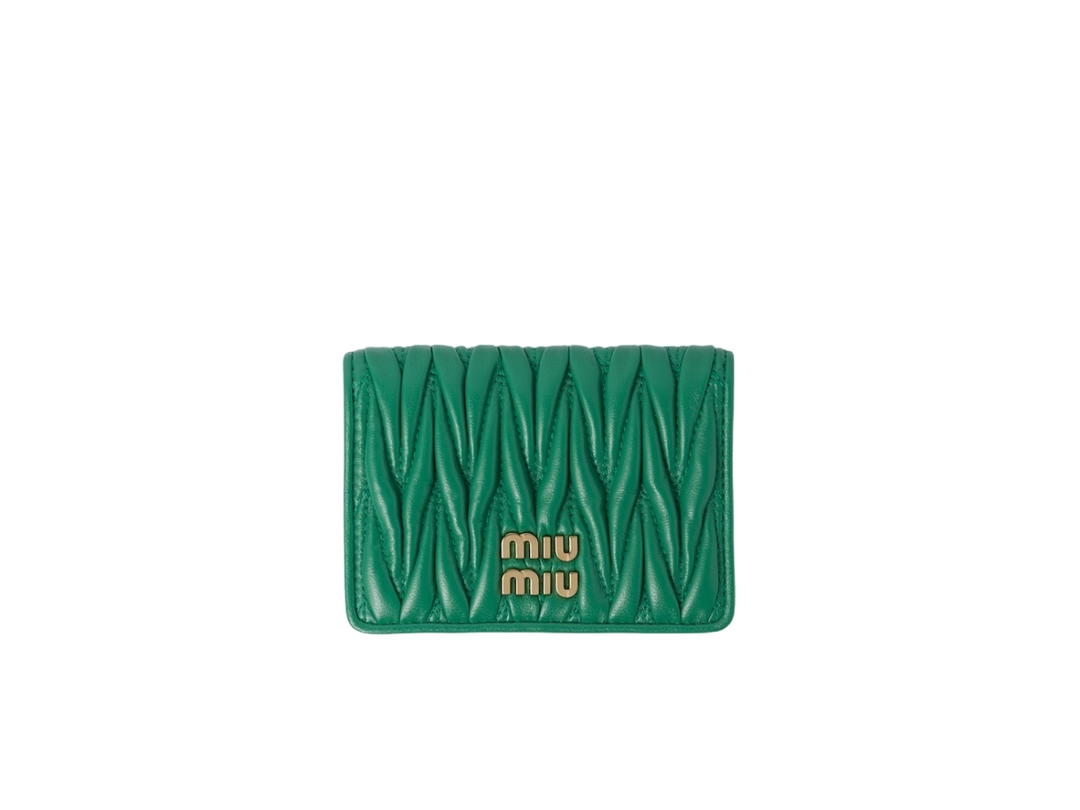 Miu Miu Miu Miu Matelassé Nappa Leather Card Holder In Leather With Metal Lettering Logo Mango