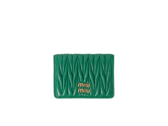 Miu Miu Miu Miu Matelassé Nappa Leather Card Holder In Leather With Metal Lettering Logo Mango - view 1