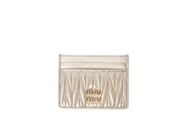 Miu Miu Miu Miu Matelassé Nappa Leather Card Holder In Leather With Metal Lettering Logo Pyrite - view 1