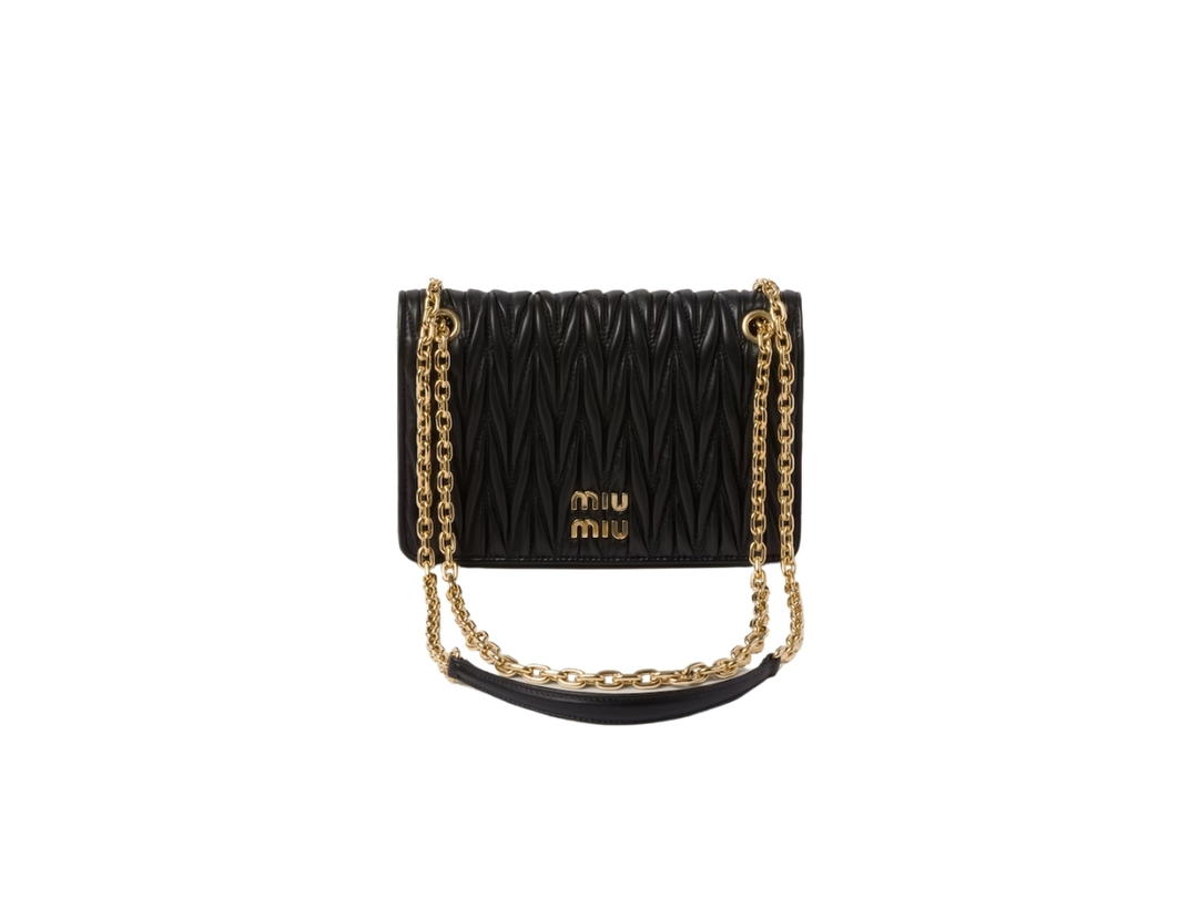 Miu Miu Miu Miu Matelassé Nappa Leather Mini-Bag 19CM In Leather With Gold-Tone-Steel Hardware Black