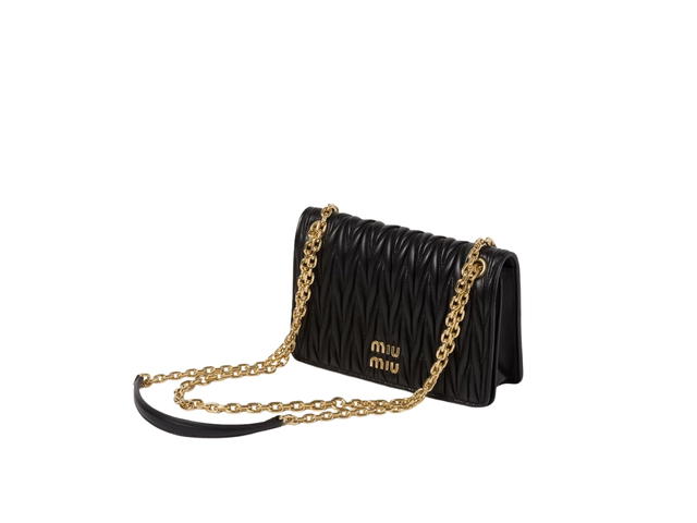 Miu Miu Miu Miu Matelassé Nappa Leather Mini-Bag 19CM In Leather With Gold-Tone-Steel Hardware Black - view 3