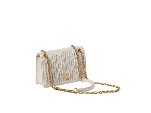Miu Miu Miu Miu Matelassé Nappa Leather Mini-Bag 19CM In Leather With Gold-Tone-Steel Hardware White - view 3